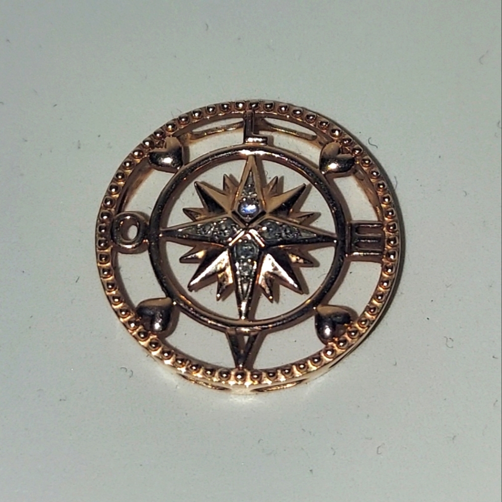 10K Rose Gold LOVE Compass Pendant